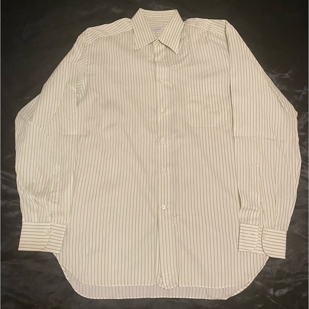 ZEGNA Shirt (L, Green/Stiped, Cotton)